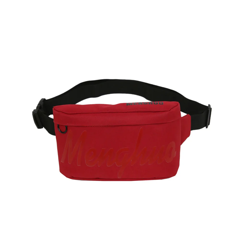 Cangurera para la cintura mujer Спортивная холщовая однотонная Регулируемая поясная сумка унисекс нагрудный пакет пара сумка через плечо - Цвет: Красный