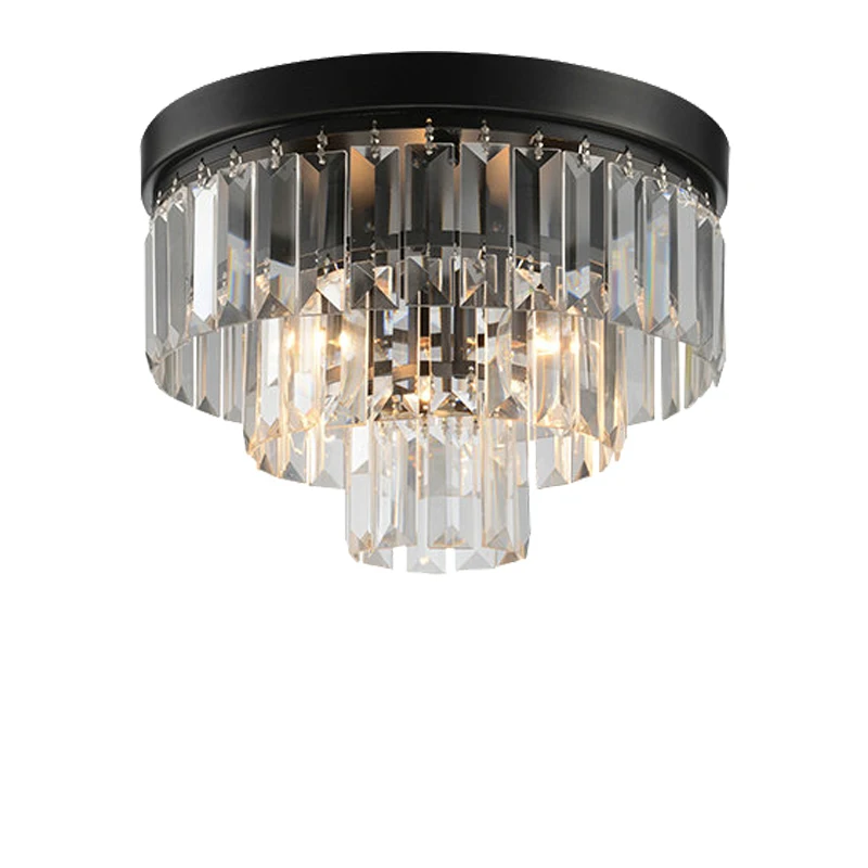 Vintage black crystal ceiling lamp bed room ceiling light with LED