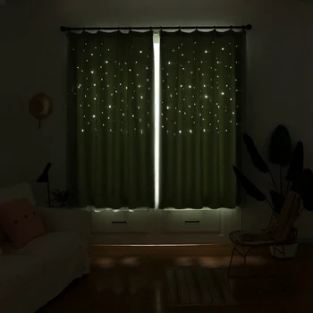 

Hollowed Out Star Shading Window Blackout Curtain Drapes Purdah for Living Room Princess Children Room Baby Kid's Room Curtain