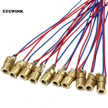 100 pçs/lote 650nm 6mm 3 v/5 v 5 mw laser dot módulo de diodo cabeça cobre vermelho