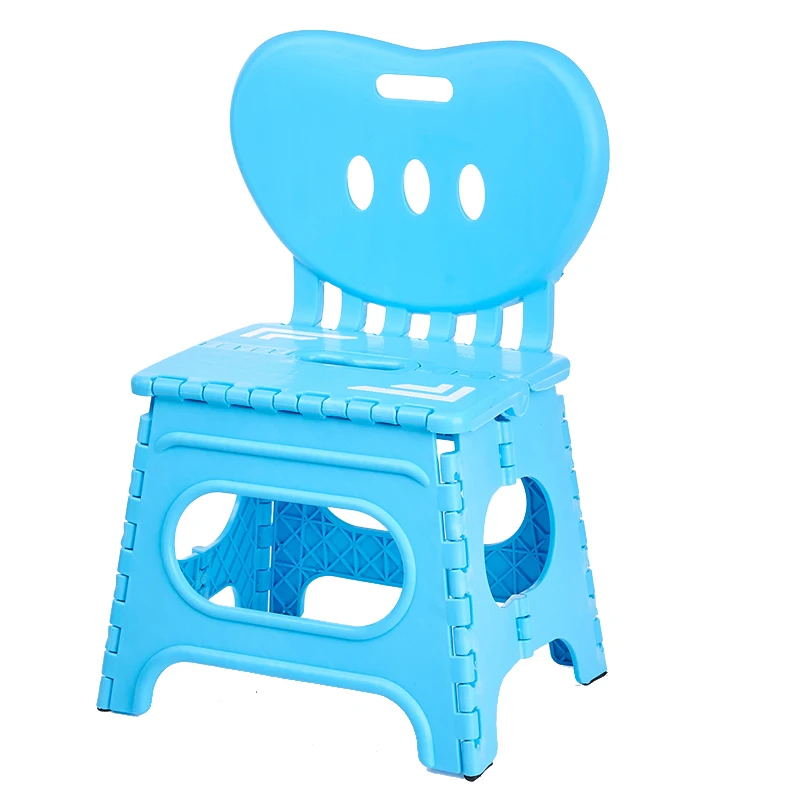 Multifunctional folding stool plastic backrest portable home chair creative kindergarten small stool children's furniture