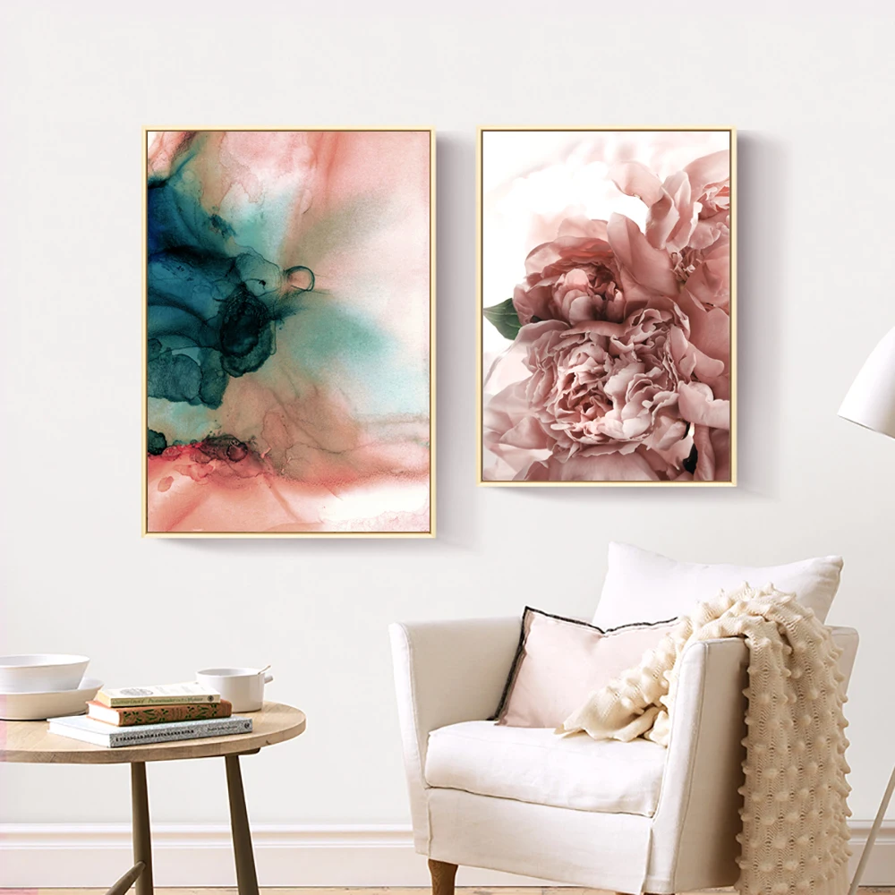 Abstract Posters And Prints Flowers Canvas Prints Colorful Flower Canvas Painting for Living Room Picture Peonies Unframed