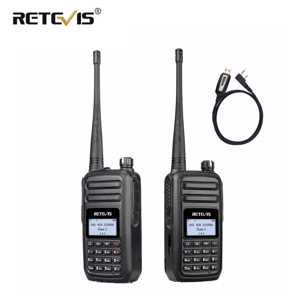 2 шт. RETEVIS RT80 Walkie Talkie DMR цифровое радио UHF VOX FM Ham радио приемопередатчик Любительское радио Comunicador Walk Talk+ 1X кабель