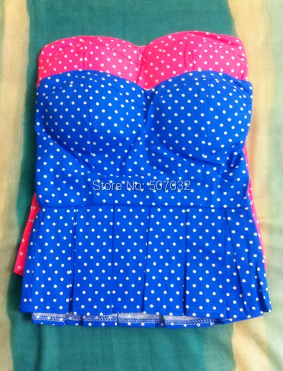 

2018 Irregular Lotus leaf edge POLKA DOT Strap Bra Bustier Pink Black Cropped Plaid Intimates Crop Tops 1U3T-U1