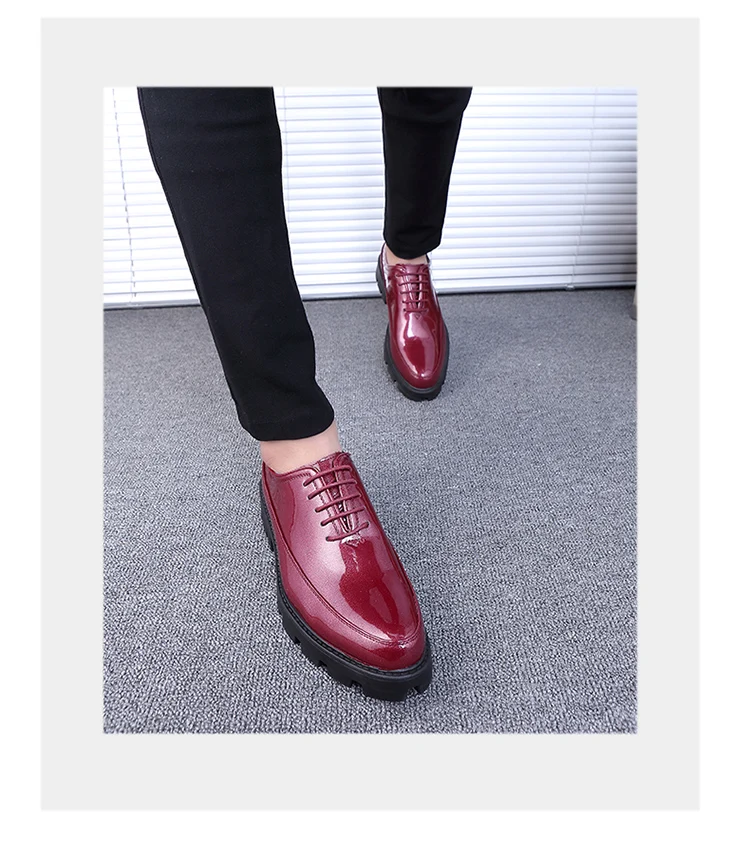 Мужские модельные туфли на толстой подошве, визуально увеличивающие рост; Роскошные мужские кожаные деловые туфли в британском стиле для мужчин