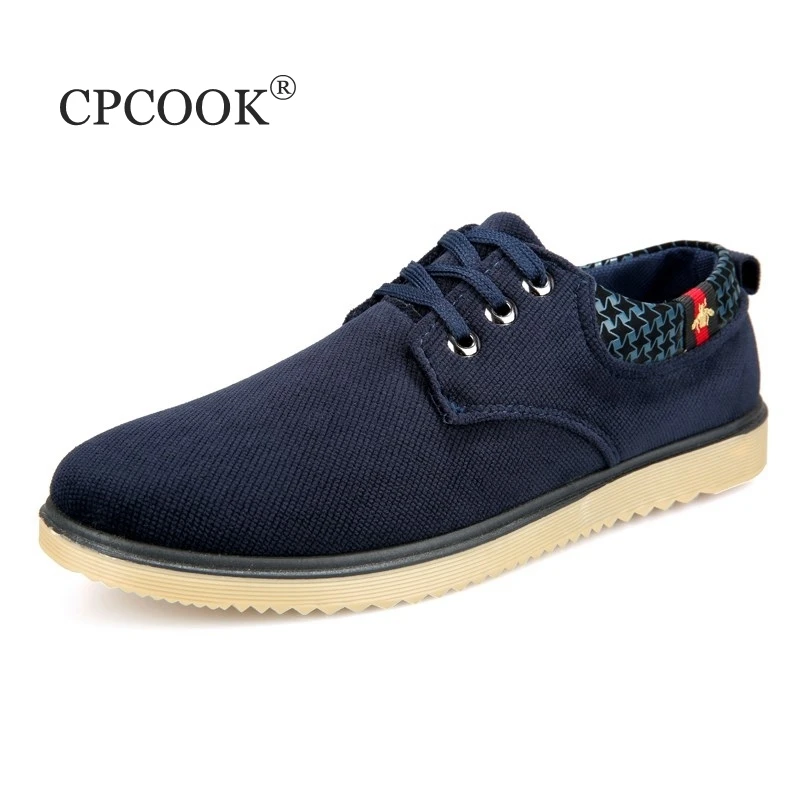 CPCOOK Men's Casual Shoes British Man Flat Shoes Comfortable Lace Up Flat Luxury Brand Fashion Designer Shoes Male 2018 Blue