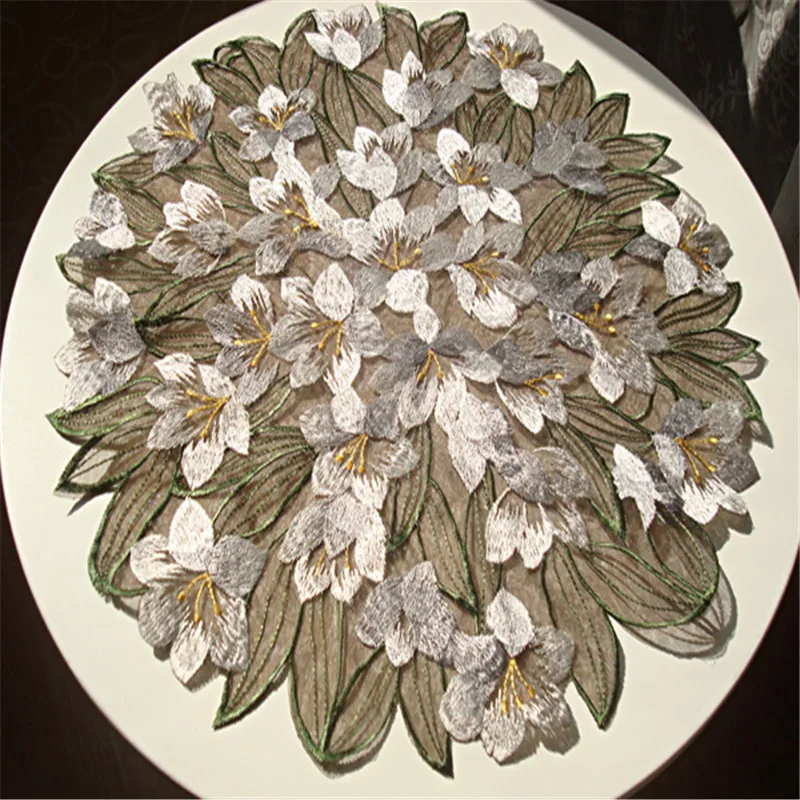 

Free Shipping New Embroidered Coffee Mat Dinning Mat Placemat Table Clothes Table Cover Table Decoration Cup Mat for gift weddin