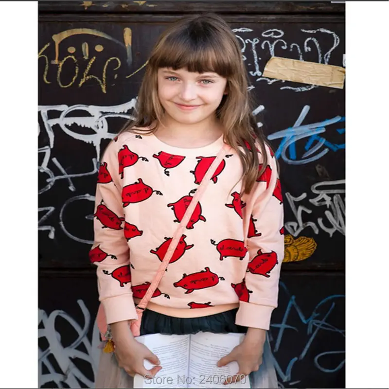 mini rodini autumn sweatshirt tops for girls children clothes pink pig pattern t shirt kids boys kikikids bebes bobo choses024