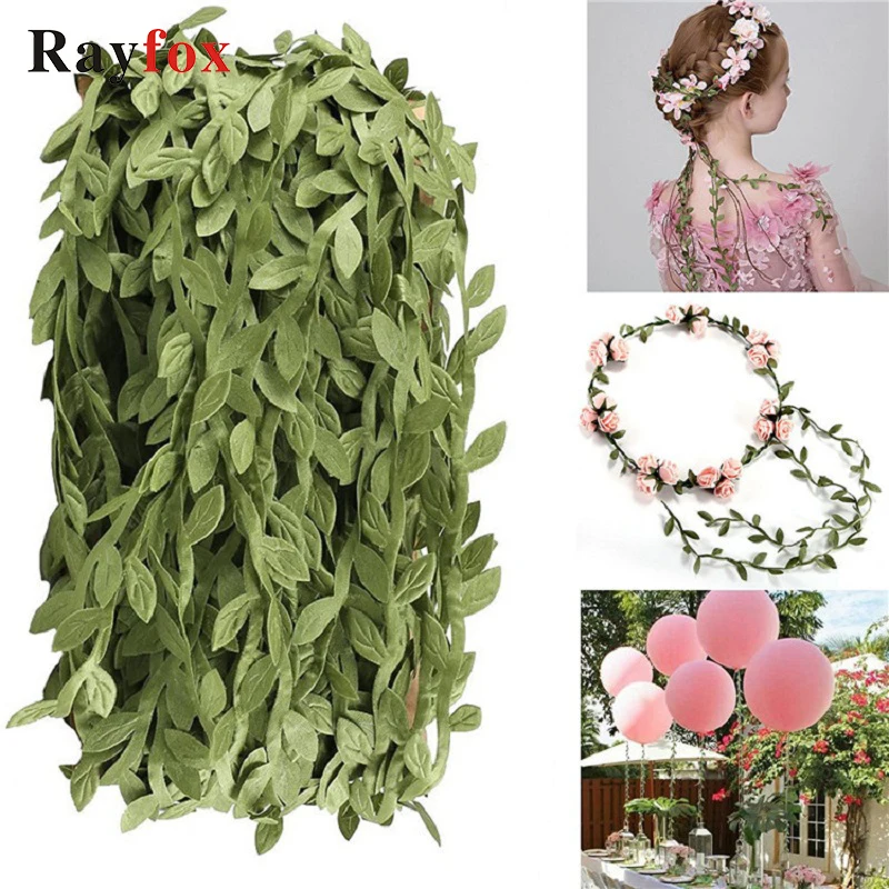 

20 Meter Silk Leaf-Shaped Handmake Artificial green Leaves For Wedding Decoration DIY Wreath Gift Scrapbooking Craft Fake Flower