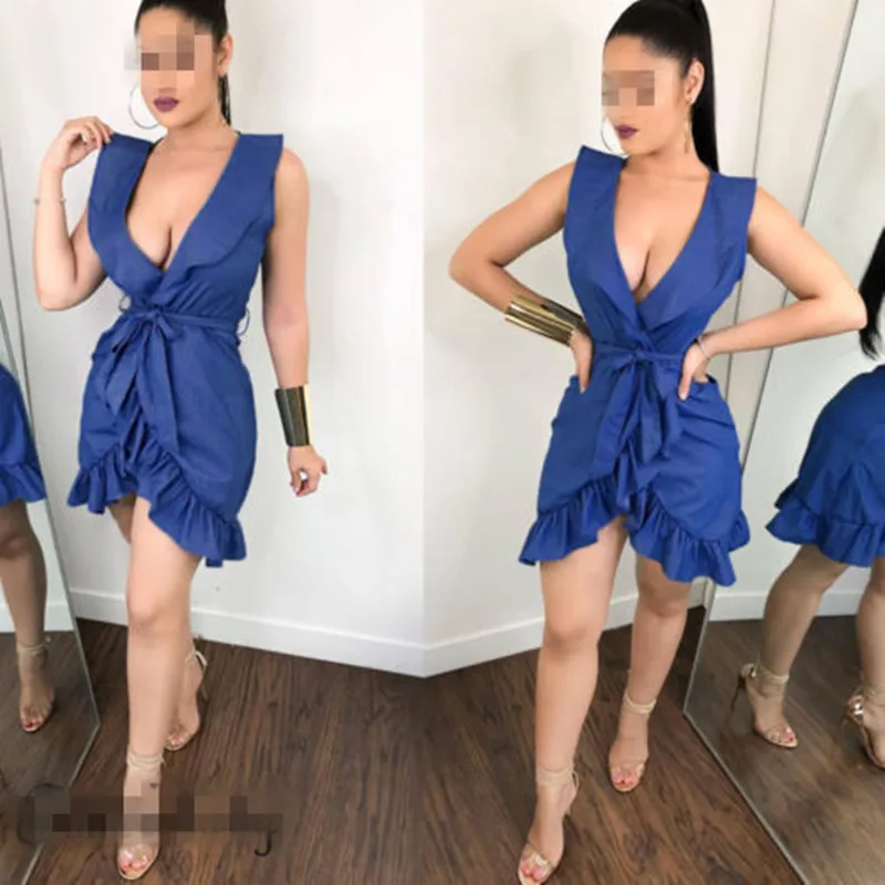 Women Beach Dress Solid Women's Summer Dress V Neck With Bow Shake Women's Dress 2019 Summer Style Women's Clothes Plus Size