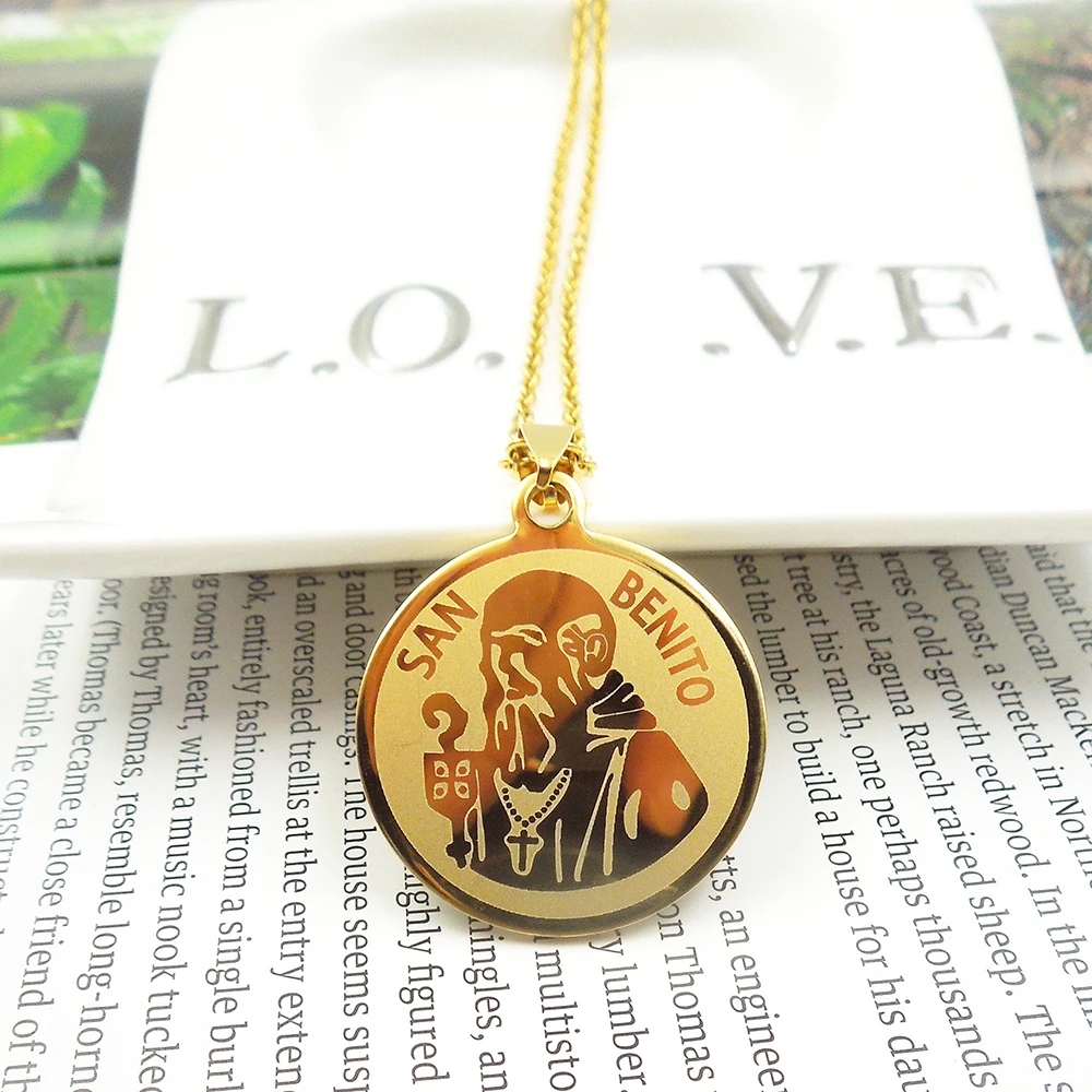 

316L Stainless Steel Custom Initial SAN BENITO Pendant Necklace Religion Christian Cross Charm Jewelry amulet europe america