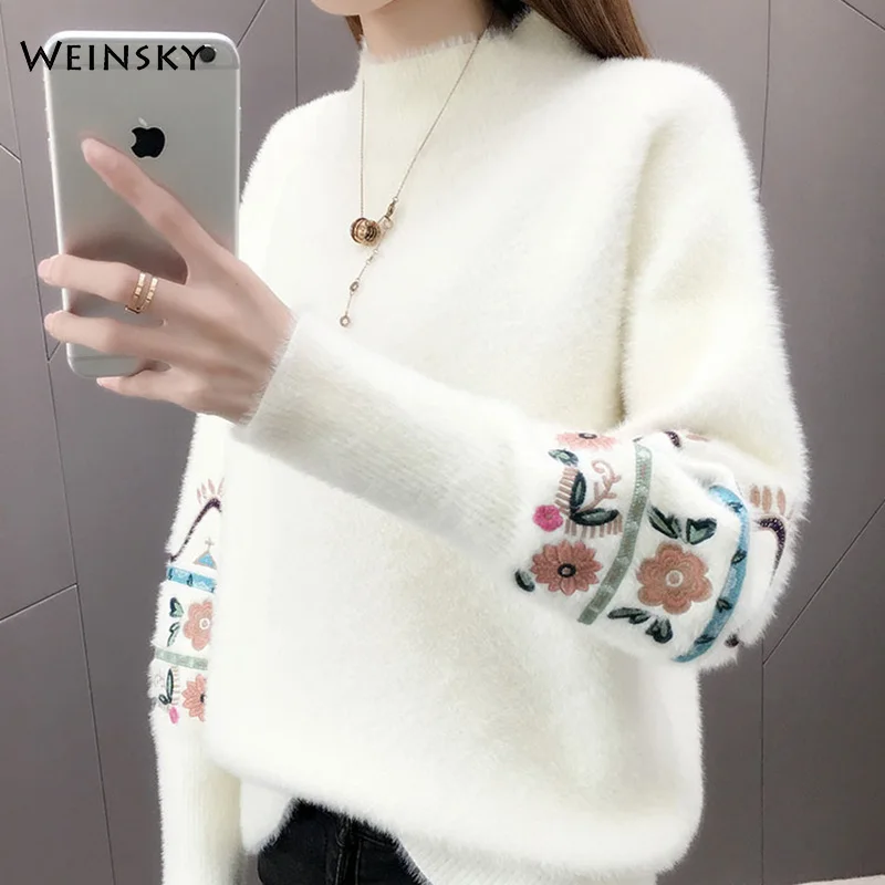 

Women Knitted Sweater And Pullovers Korean Fashion Style Turtleneck Sweaters Autumn And Winter 2019 New Wool Yellow Sweater