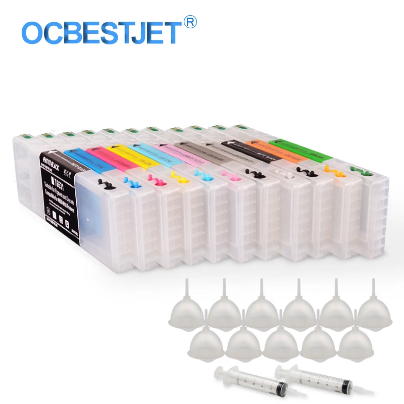 

11Colors/Set T6531 T6531-T6539 T653A T653B Empty Refillable Ink Cartridge For Epson Stylus Pro 4900 4910 Printer 300ML/PC