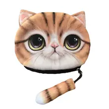 Лидер продаж, детская одежда для девочек милый кот с большой мордочкой печать хвост молнии Плюшевые Монета кошелек мини-бумажник