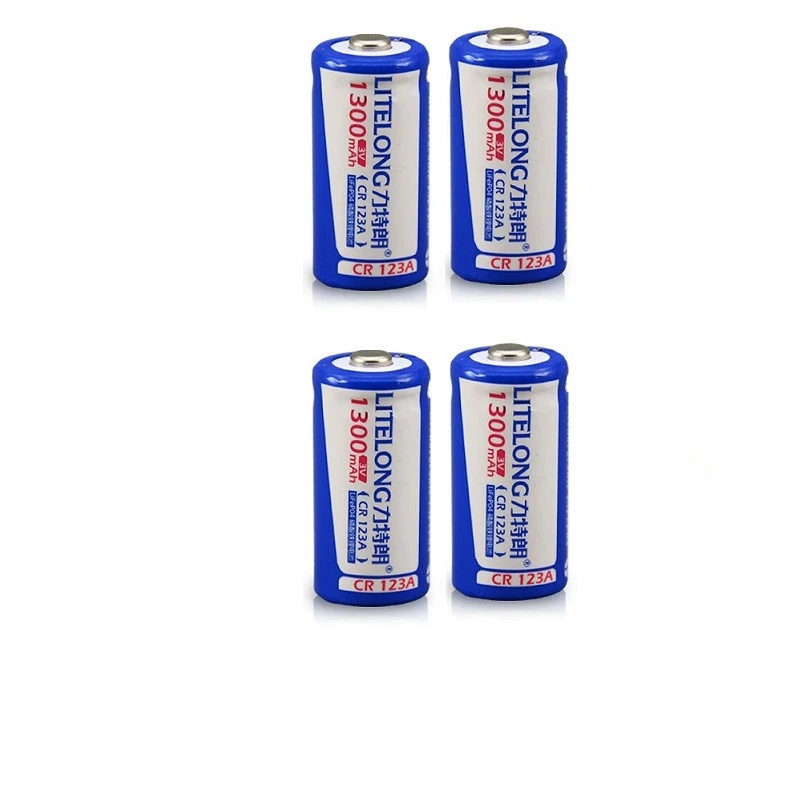 

4PCS CR123A rechargeable lithium battery 3V lithium camera battery 16340 batteries 1300mah