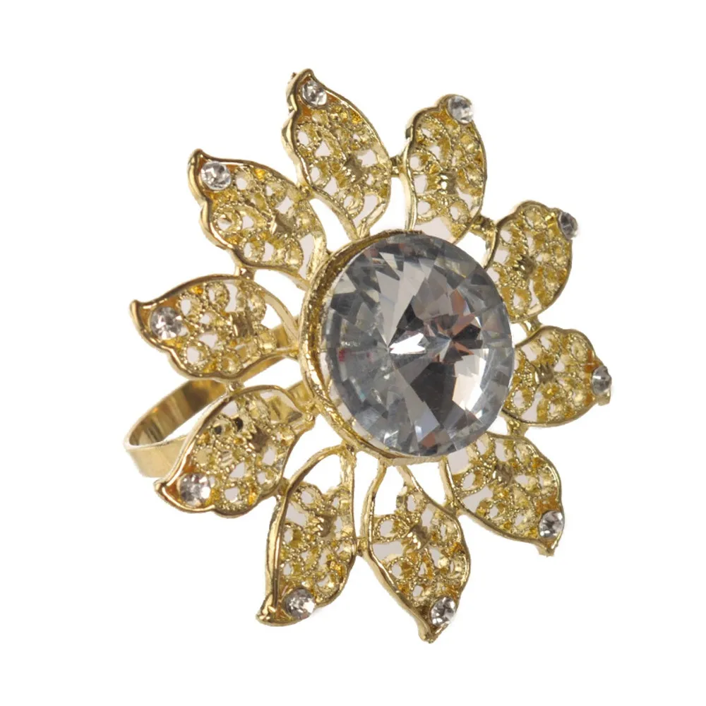 1PC Napkin Ring Serviette Buckle Holder Wedding Antique Party Table Decor for Wedding Diamond Napkin Holder Cup Flower Ornament