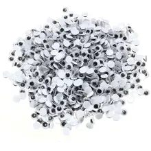 New 1000pcs 6mm Round Wobbly Googly Eye Self-adhesive for Clothes Scrapbooking Teddy Bear Stuffed Toy Snap Animal Puppet Doll