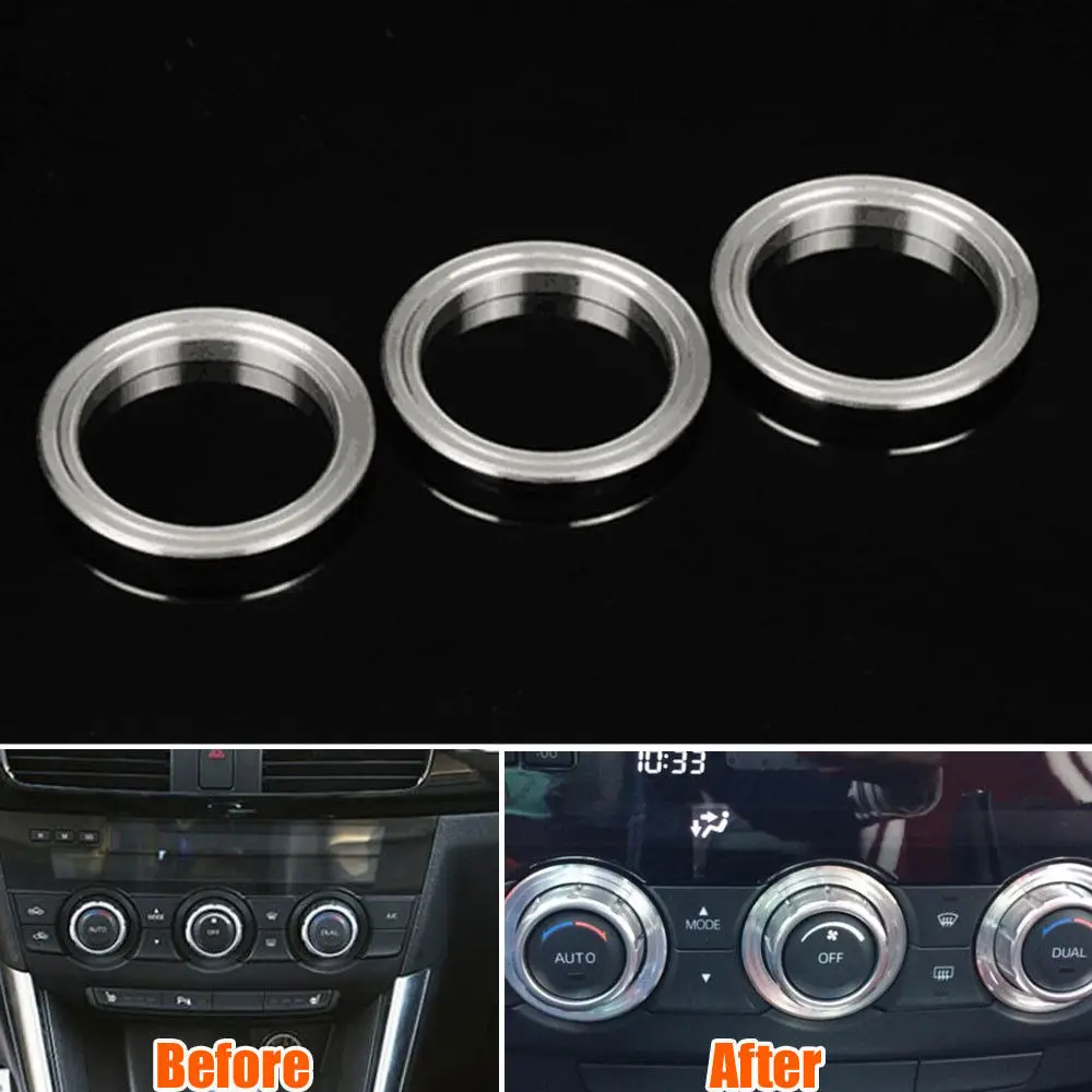 Air-Condition AC Adjust Buttons Button Ring Trim Alloy Fit for Mazda3 Mazda6