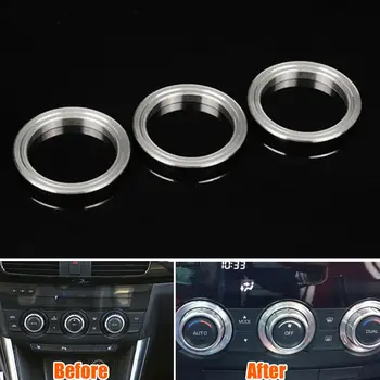 

3x Silver Console Interior AC Control Button Switch Knob Cover Trim Ring Fit For Mazda CX-5 6 Atenza Car Decoration Accessories