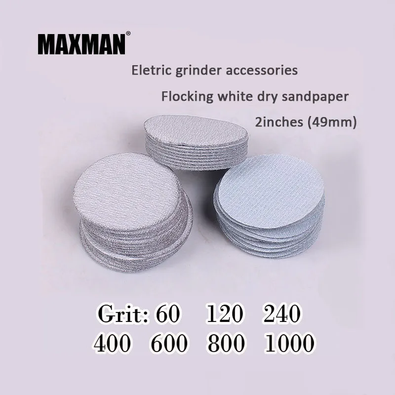 

30 pcs/lot Dry Grinding White Abrasive Paper 2 inches for Flocking Sandpaper Pad Sanding Disc Electric Die Grinder Accessories