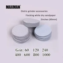 30 pcs/lot Dry Grinding White Abrasive Paper 2 inches for Flocking Sandpaper Pad Sanding Disc Electric Die Grinder Accessories