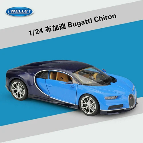 Blue Коллекционная WELLY 1/24 масштаб сплав литья под давлением автомобиль Bugatti чугун модель для детей детские рождественские подарки - Цвет: Blue