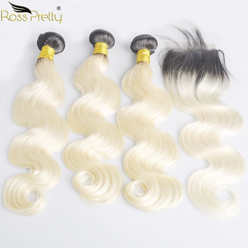 Ross Pretty Remy перуанские объемные волнистые волосы Ombre 1b блонд человеческие пучки с