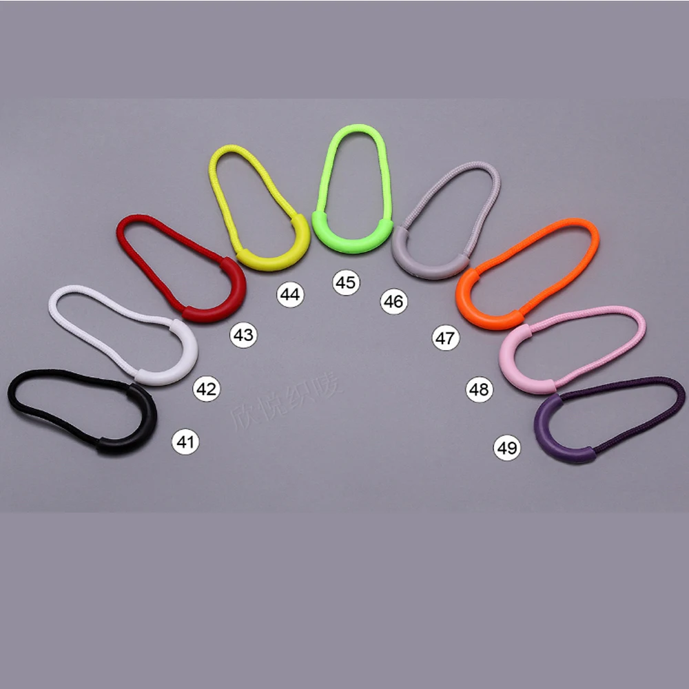 

DIY 100pcs/lot slip-resistant silicon zipper puller 9 multiple colors zip cord end fit rope replacement clip slider PP rope 006
