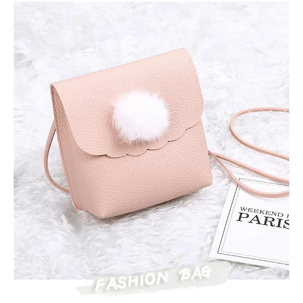 

Yfashion Women Shoulder Bag Lovely Solid Color Sweet Satchel Coin Phone Bag With Fur Pendant