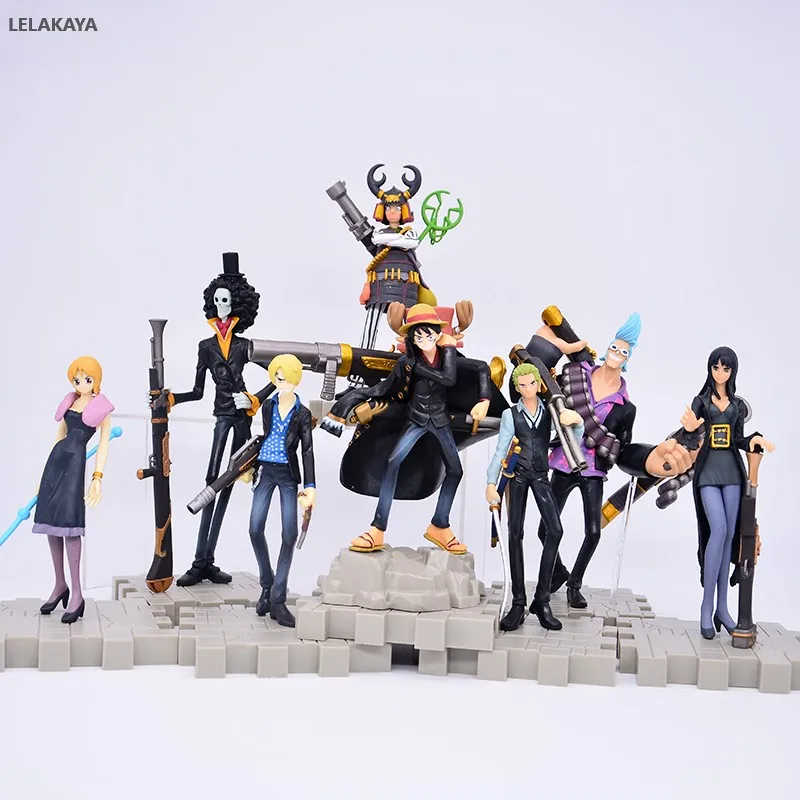 9 шт./компл. аниме экшн фигурки One Piece Luffy Zoro Sanji Nami FRANKY Robin фильм Strong World версия модели