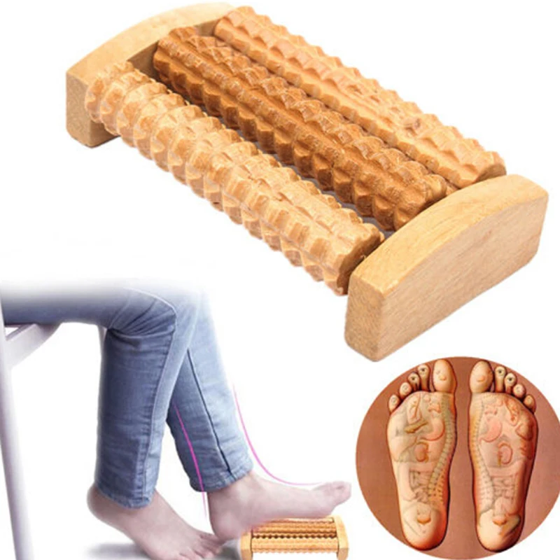 1pcs Wooden Foot Roller Massager Reflexology Therapy Muscle Stimulate Relax Spa Gift Foot Massage Health Care Device