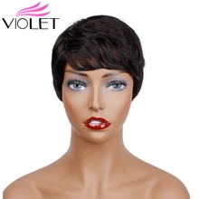 VIOLET Brazilian Short Straight Wigs Non Remy Human Hair Pixie Cut Wig For Black Women 100% Human Hair Wigs Natural Color VIOLET Brazilian Short Straight Wigs Non Remy Human Hair Pixie Cut Wig For Black Women 100% Human Hair Wigs Natural Color