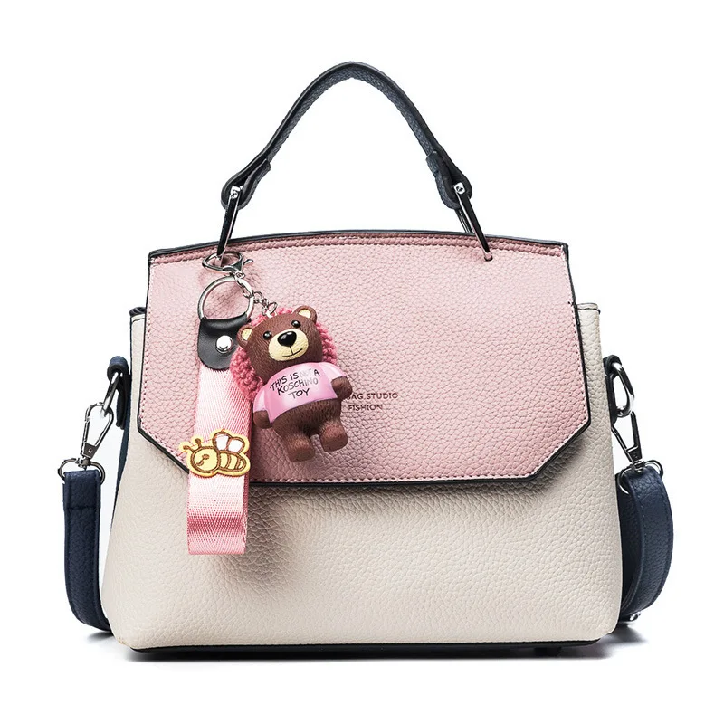 

2018 Fashion Cute Small Shoulder Handbags Pu Leather Women With Toy Crossbody Bags For PatchWork Female Messenger Bags Pochette