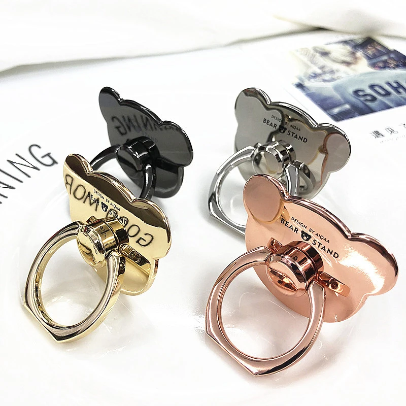 

Smartphone For All Phone Stand Holder For iPhone 360 Degree For Samsung Galaxy Cute Metal Bear Finger Rings For Huawei CaseCover