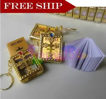 

1pcs English Christian Gospel Christmas gifts crafts mini bible keychain God day school supplies key ring souvenir