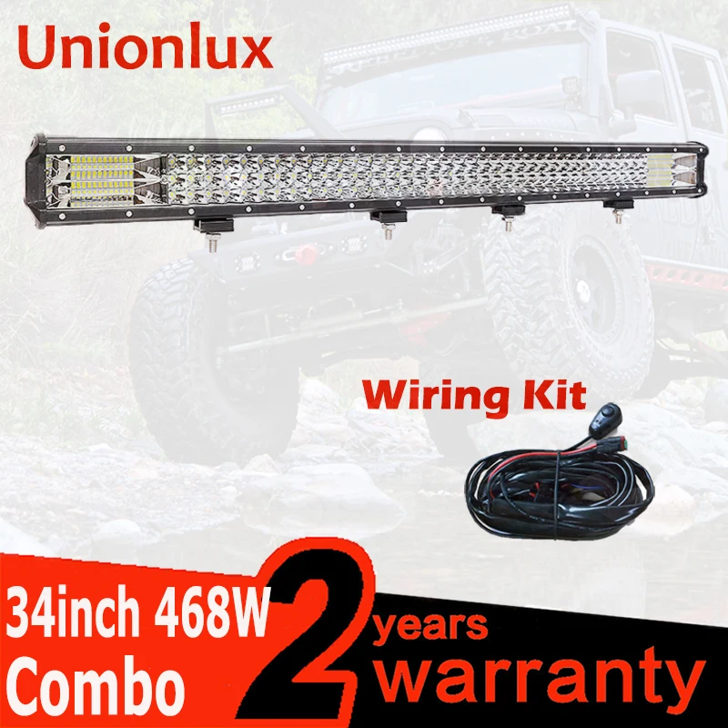 34INCH 468W LED Light Bar Wiring truck offroad 12V Car Led Work Light