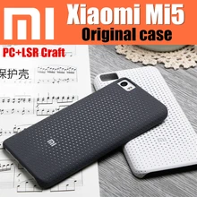 Original Xiaomi Official Black Gray PC+LSR Craft Anti-knock Back Cover Case For Xiaomi Mi5 Smart Phone