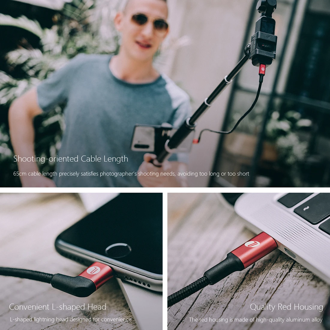 PGYTECH 65 см тип-c для Lightning Кабель для OSMO карманная Спортивная камера Дрон кабели
