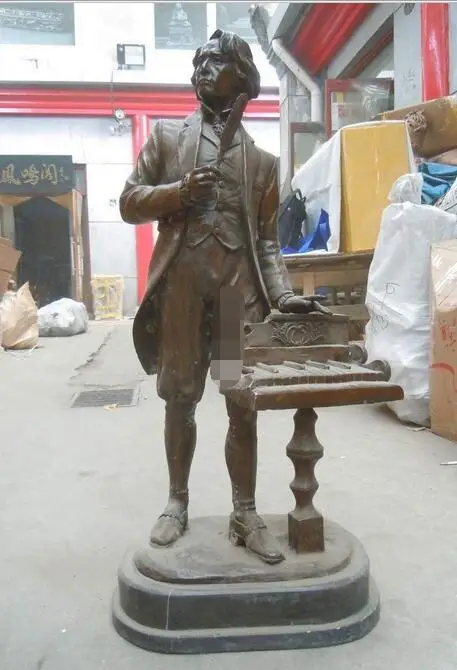 

31" China bronze marble carved Fryderyk Franciszek Chopin Sculpture statue