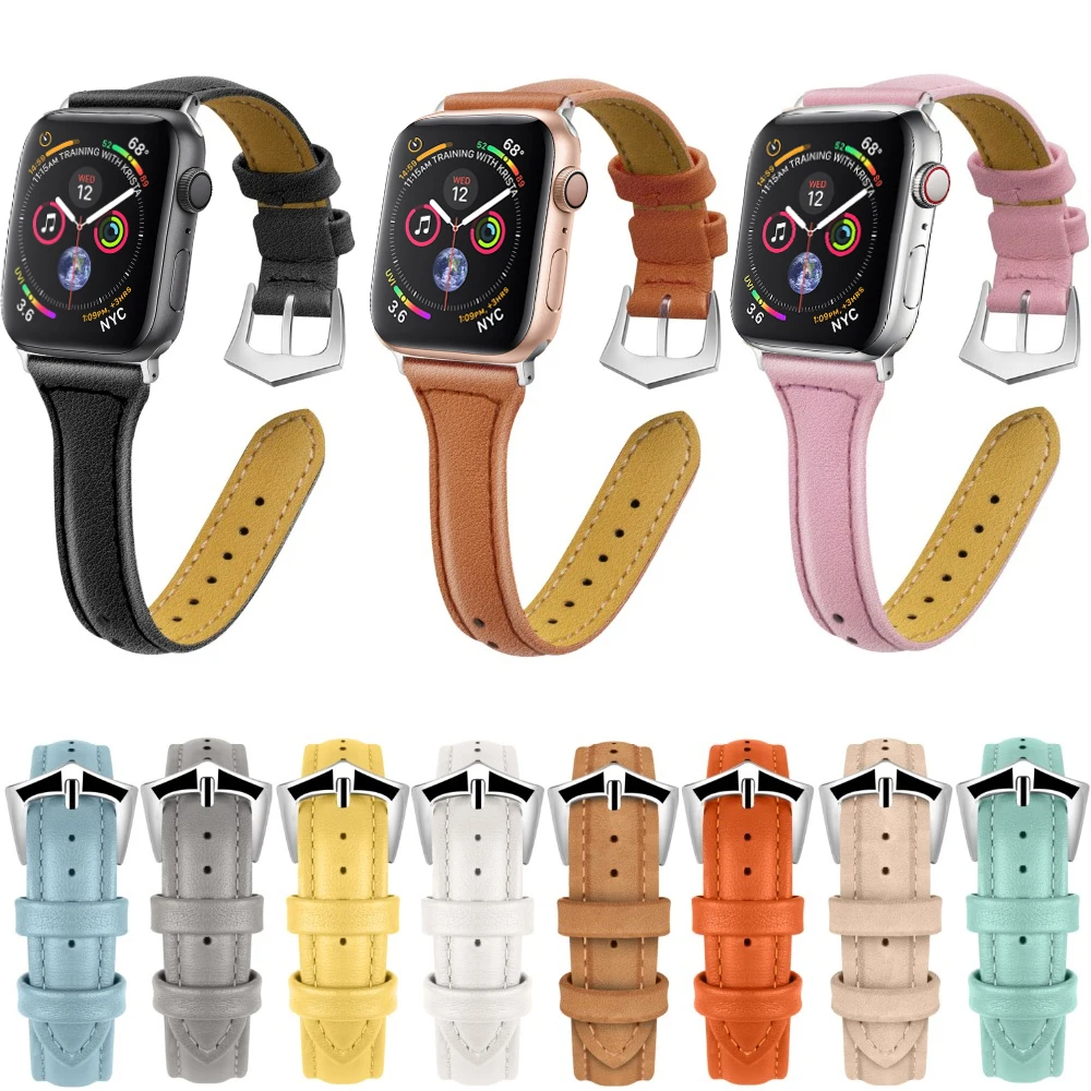 Ремешок из коровьей кожи для Apple Watch band iwatch 4 3 42 мм 38 44 40 i Correa beacelet ремешок
