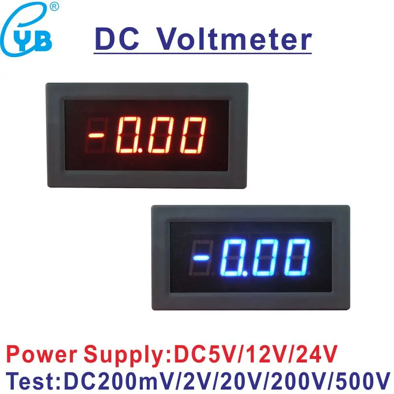 

YB5135B DC Voltmeter DC 200mV/2V/20V/200V/500V Monitor Voltage Meter Tester 3 and 1/2 LED Digital Volt Panel Meter Voltmetre