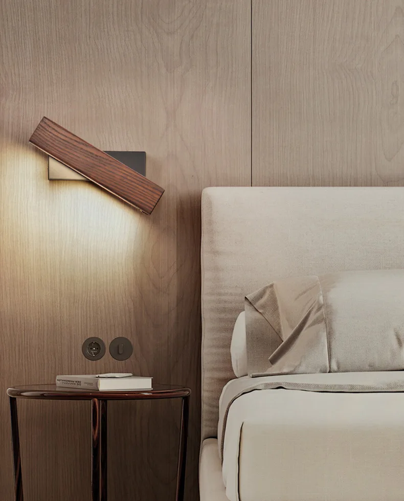  Modern Led Indoor Luminaire Wooden Wall Lamps 180 Degree Rotation Bedside Light Vanity Light Bathro - 32923860531