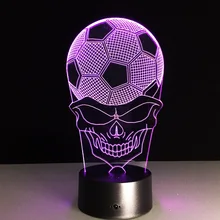 Футбол Череп 3D настольная лампа оригинальная 3d ночник Креативный светодиодный визуальный свет акриловая атмосфера ночные светильники Освещение