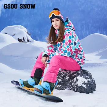 

Gsou snow wave point, double Snowboard suit, windproof, waterproof, thickening, warmth, Korea