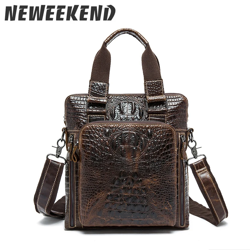 

Men's Genuine Leather Cowhide Alligator Pattern Handbag Crossbody Shoulder Sling Handbag Casual Tote Briefcase For Man MR8831