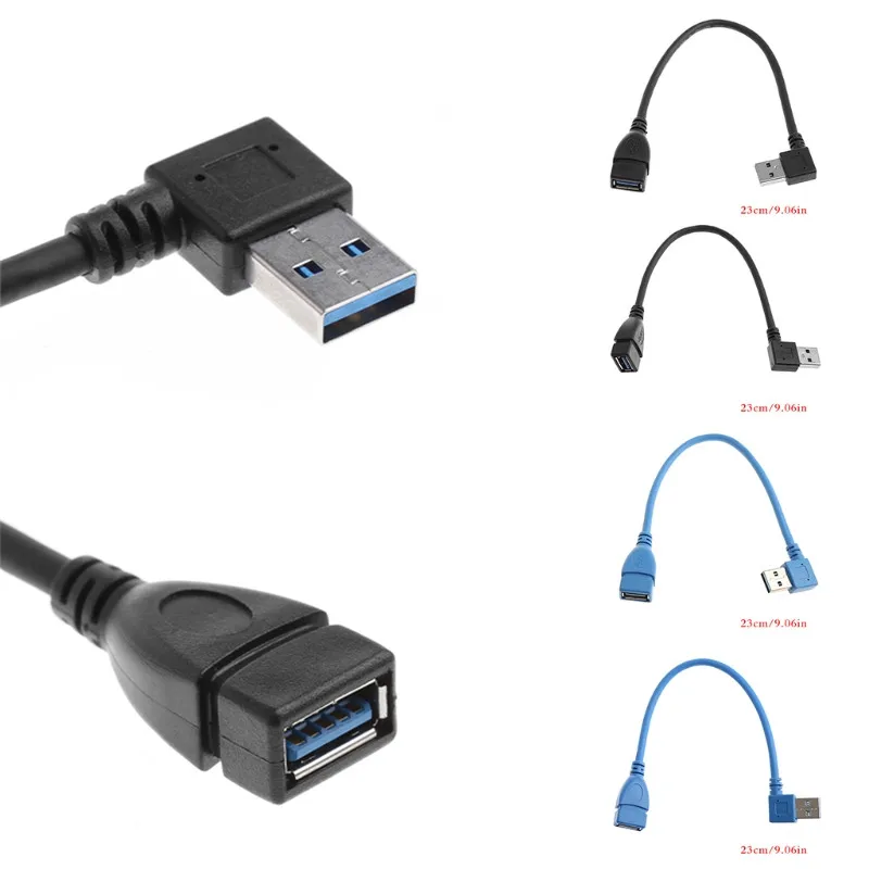 USB 3.0 Angle 90 Degree Extension Cable Male to Female Adapter Cord Data IJ
