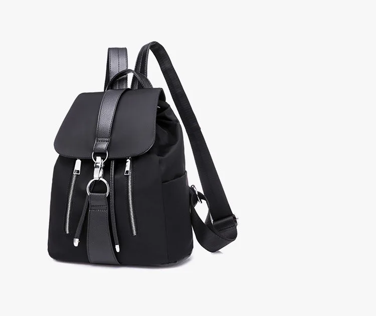 

Women Backpack School Bags For Teenager Girls Nylon Zipper Lock Design Black Femme Mochila Female Backpack Fashion