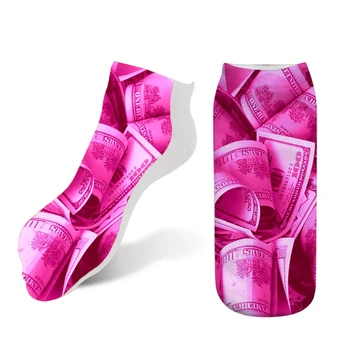 

Trend Cute 3D Print Socks Women Ankle Cotton Socks currency Dollar Kawaii 3D Printing Short Sock Art Socks for female 7S-ZAS19