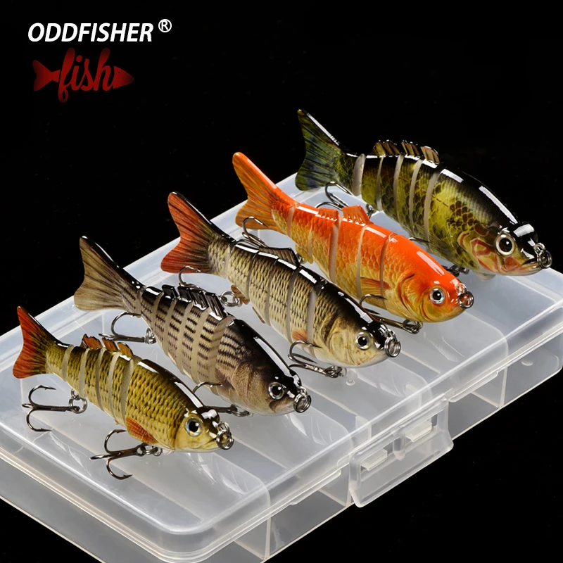 

1Set 2/5pcs Mixed Colors Fishing Lure Set With Box Multi Segments Jointed Hard Bait Lifelike Wobblers Swimbait Crankbait