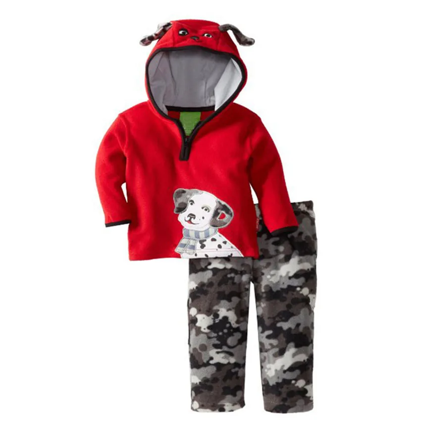 

2016 New Winter Children's Sets Long Cooton Puppy Red Velvet Long-Sleeved Hoody + Pants Children Suits Children Sweater Suit